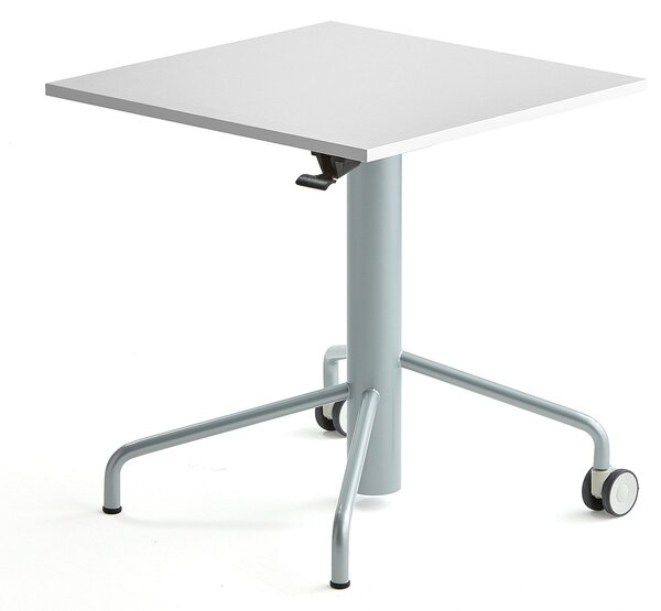 Výškovo nastaviteľný stôl ARISE, 650x650 mm, laminát - biela, šedá