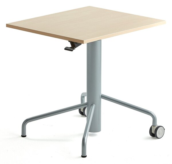 Výškovo nastaviteľný stôl ARISE, 600x700 mm, laminát - breza, šedá