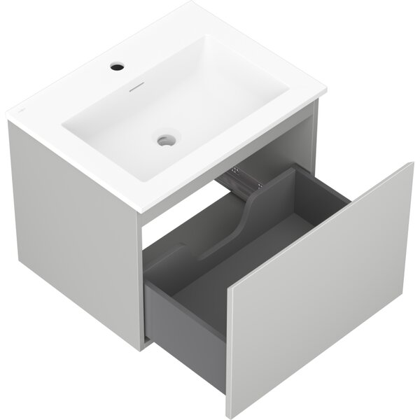 Mexen Orio, kúpeľňová skrinka 60 cm s umývadlom Otis, 1 zásuvka, šedá matná/biela matná, 91A10-06047-1-BF62-W18M01