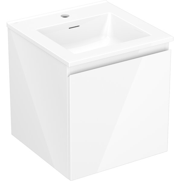 Mexen Orio, kúpeľňová skrinka 45 cm s umývadlom Otis, 1 zásuvka, biela lesklá, 91A10-04547-1-BF00-W18M00