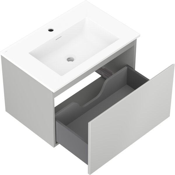 Mexen Orio, kúpeľňová skrinka 70 cm s umývadlom Otis, 1 zásuvka, šedá matná/biela matná, 91A10-07047-1-BF62-W18M01