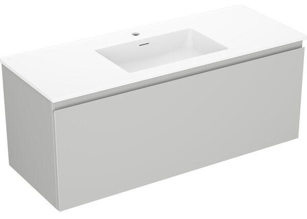 Mexen Orio, kúpeľňová skrinka 120 cm s umývadlom Otis, 1 zásuvka, šedá matná/biela matná, 91A10-12047-1-BF62-W18M01