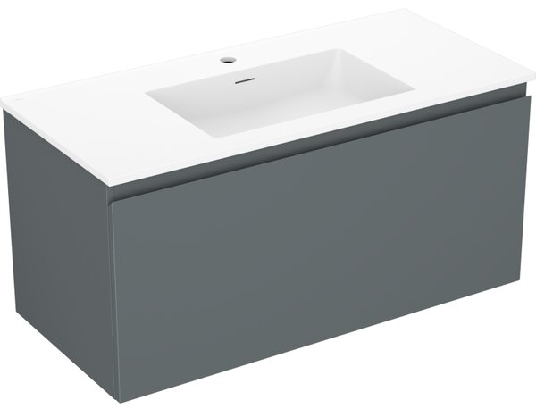 Mexen Orio, kúpeľňová skrinka 100 cm s umývadlom Otis, 1 zásuvka, grafitová matná/biela matná, 91A10-10047-1-BF66-W18M01