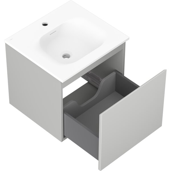 Mexen Orio, kúpeľňová skrinka 50 cm s umývadlom Vela, 1 zásuvka, šedá matná/biela matná, 91A10-05047-1-BF62-W23M01