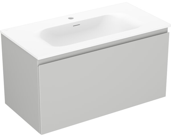 Mexen Orio, kúpeľňová skrinka 90 cm s umývadlom Vela, 1 zásuvka, šedá matná/biela matná, 91A10-09047-1-BF62-W23M01