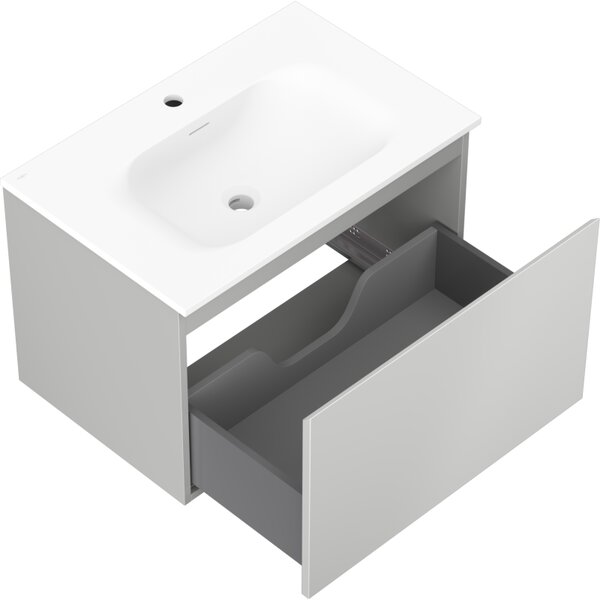 Mexen Orio, kúpeľňová skrinka 70 cm s umývadlom Vela, 1 zásuvka, šedá matná/biela matná, 91A10-07047-1-BF62-W23M01