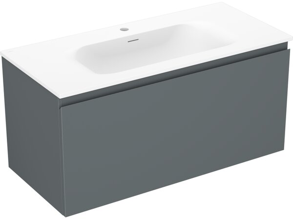 Mexen Orio, kúpeľňová skrinka 100 cm s umývadlom Vela, 1 zásuvka, grafitová matná/biela matná, 91A10-10047-1-BF66-W23M01