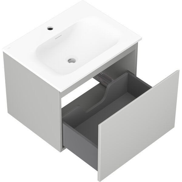 Mexen Orio, kúpeľňová skrinka 60 cm s umývadlom Vela, 1 zásuvka, šedá matná/biela matná, 91A10-06047-1-BF62-W23M01