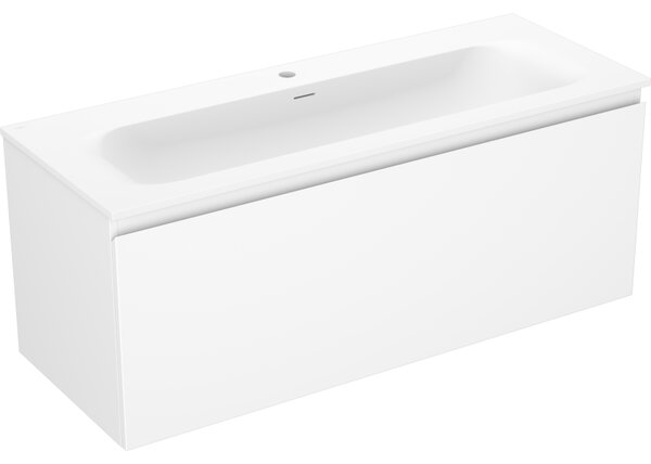 Mexen Orio, kúpeľňová skrinka 120 cm s umývadlom Vela, 1 zásuvka, biela matná, 91A10-12047-1-BF01-W23M01