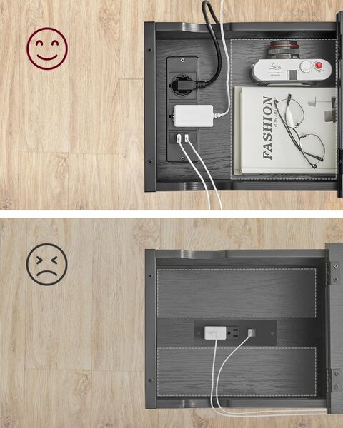 SONGMICS Odkladací stolík Vasagle Laurin s USB portami čierny