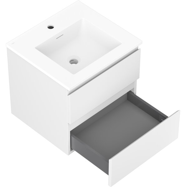Mexen Orio, kúpeľňová skrinka 50 cm s umývadlom Otis, 2 zásuvky, biela matná, 91A10-05047-2-BFF01-W18M01