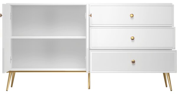 MEBLINE Komoda GOLDEN GL04 biely lesk