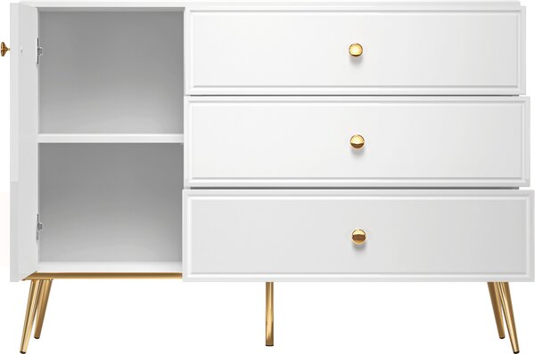 MEBLINE Komoda GOLDEN GL05 biely lesk
