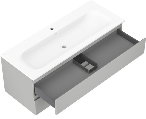 Mexen Orio, kúpeľňová skrinka 120 cm s umývadlom Vela, 2 zásuvky, šedá matná/biela matná, 91A10-12047-2-BFF62-W23M01