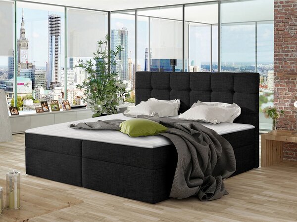 Moderná box spring posteľ Nestor 160x200, čierna