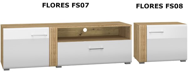 MEBLINE Rozšírenie RTV stolíka FLORES FS08 dub castello / biely lesk