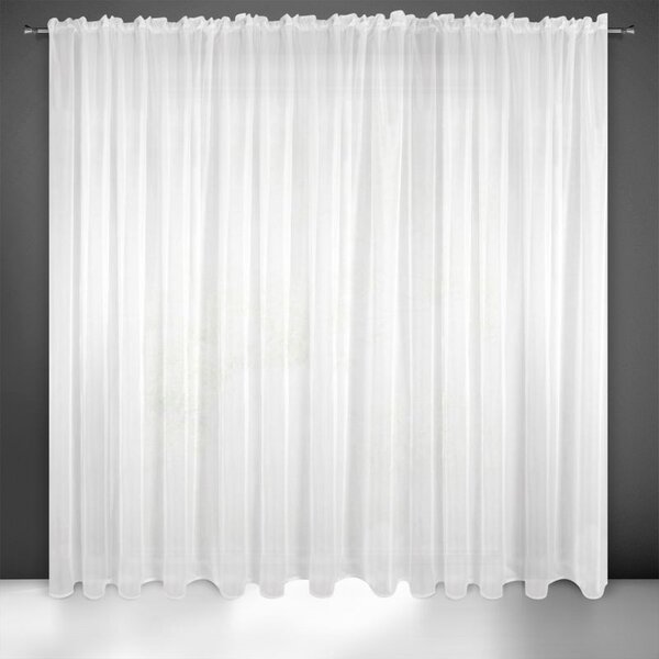 Design 91, Hotová záclona s riasiacou páskou - Lucy biela hladká, š. 4 m x d. 2,7 m
