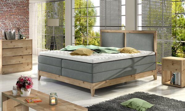 Luxusná box spring posteľ Belezza 180x200, sivá - AKCIA