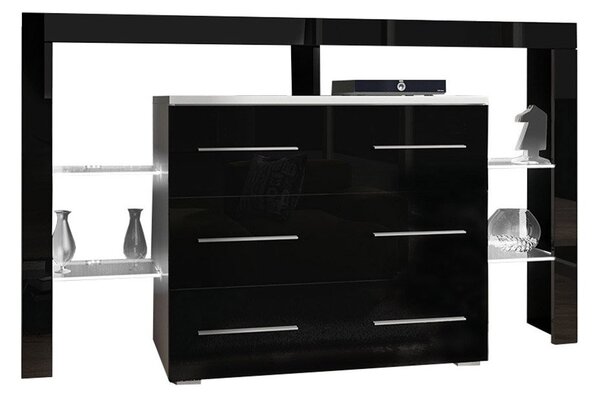 Mirjan24 Komoda Ravido I Plus, Farby: biela / biely lesk 5902928070927