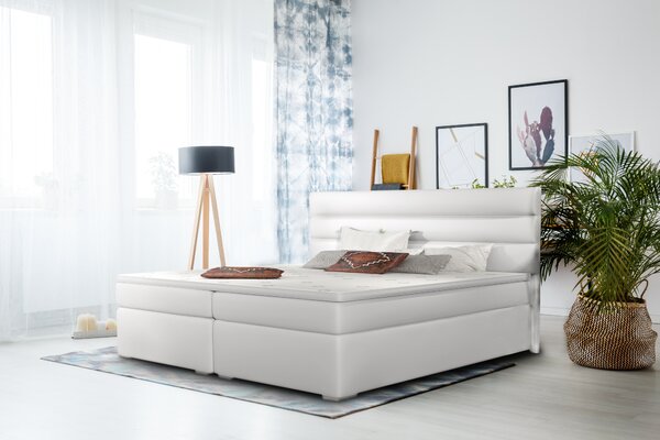 Elegantná box spring posteľ Barone 180x200, biela
