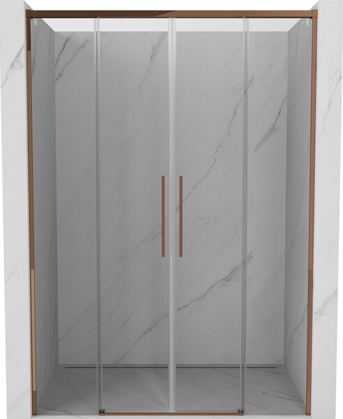 Mexen Rox, posuvné sprchové dvere 140 cm, 8mm číre sklo, ružové zlato profil, 8C2-140-002-60-00