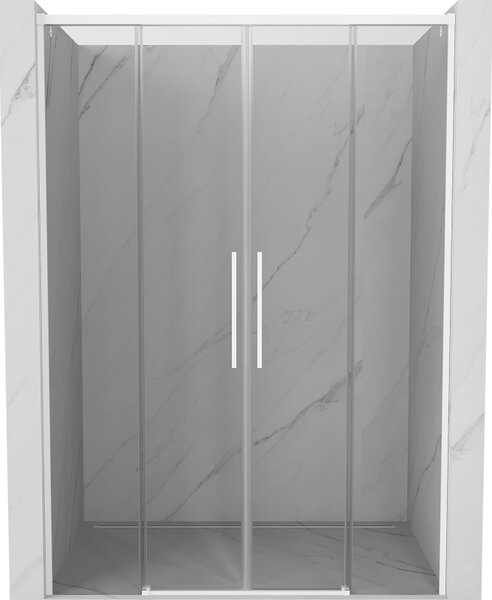 Mexen Rox, posuvné sprchové dvere 140 cm, 8mm číre sklo, biely profil, 8C2-140-002-20-00