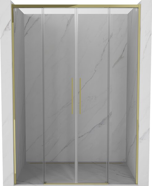 Mexen Rox, posuvné sprchové dvere 140 cm, číre sklo, zlatý profil, 8C2-140-002-50-00