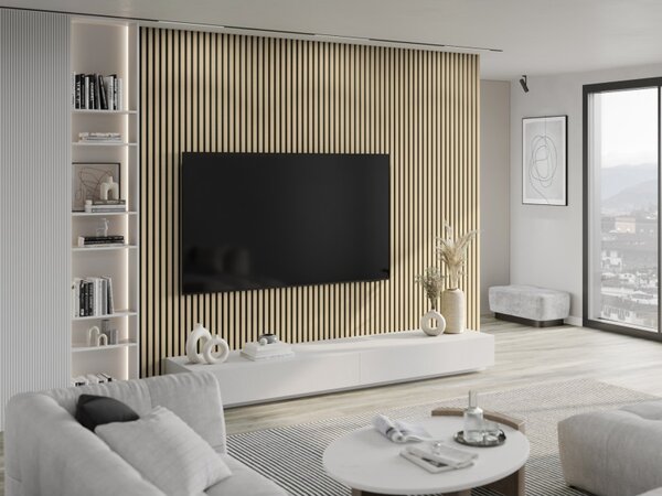 Mexen Lam-F, akustické stenové lamely 275 × 30 cm, plstený podklad 8 mm, technická dyha, dub pieskový, S105-275307-3015-001