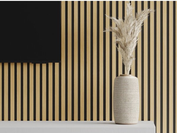 Mexen Lam-B, akustické stenové lamely 275 × 30 cm, HDF doska 4 mm, technická dyha, dub zlatistý, 275307-3015-003