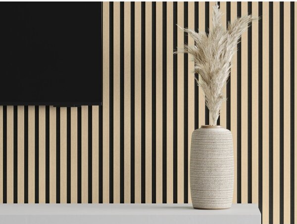 Mexen Lam-F, akustické stenové lamely 275 × 30 cm, plstený podklad 8 mm, technická dyha, dub pieskový, S105-275307-3015-001