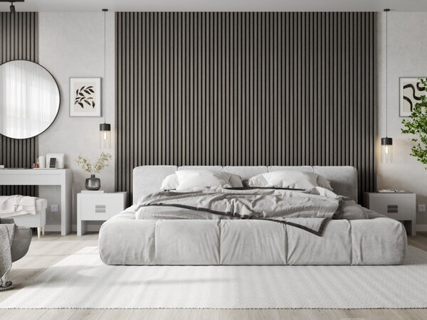 Mexen Lam-F, akustické stenové lamely 275 × 30 cm, plstený podklad 8 mm, technická dyha, dub striebristý, S105-275307-3015-007