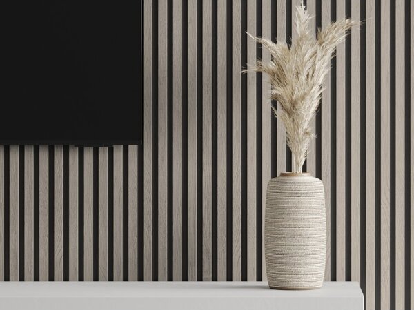 Mexen Lam-B, akustické stenové lamely 275 × 30 cm, HDF doska 4 mm, technická dyha, dub popolavý, S100-275307-3015-005