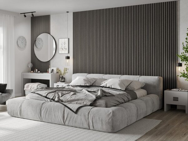 Mexen Lam-F, akustické stenové lamely 275 × 30 cm, plstený podklad 8 mm, technická dyha, dub striebristý, S105-275307-3015-007