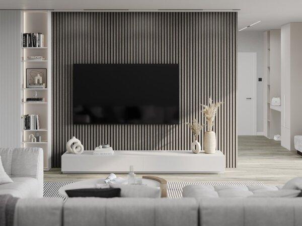 Mexen Lam-B, akustické stenové lamely 275 × 30 cm, HDF doska 4 mm, technická dyha, dub striebristý, S100-275307-3015-007