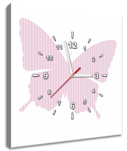Obraz s hodinami Pásikavý motýlik Rozmery: 40 x 40 cm