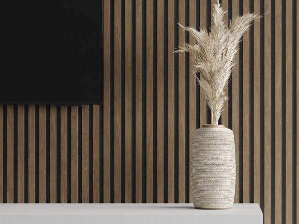 Mexen Lam-B, akustické stenové lamely 275 × 30 cm, HDF doska 4 mm, technická dyha, orech kakaový, S100-275307-3015-018
