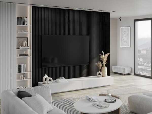 Mexen Lam-B, akustické stenové lamely 275 × 30 cm, HDF doska 4 mm, technická dyha, dub čierny striebristý, S100-275307-3015-025