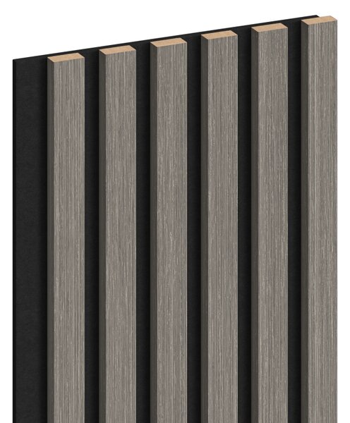 Mexen Lam-F, akustické stenové lamely 275 × 30 cm, plstený podklad 8 mm, technická dyha, dub striebristý, S105-275307-3015-007