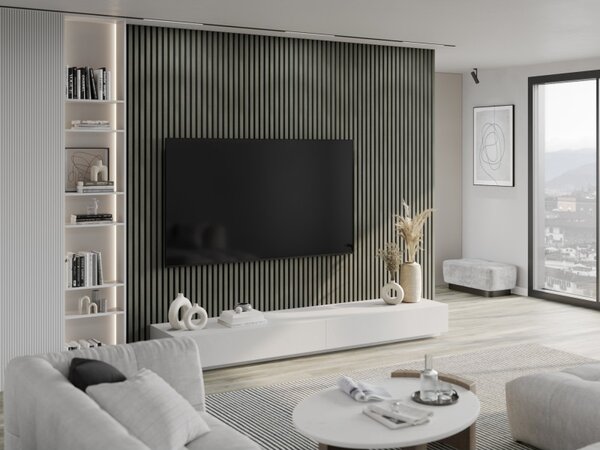 Mexen Lam-F, akustické stenové lamely 275 × 30 cm, plstený podklad 8 mm, technická dyha, dub Heritage, S105-275307-3015-008
