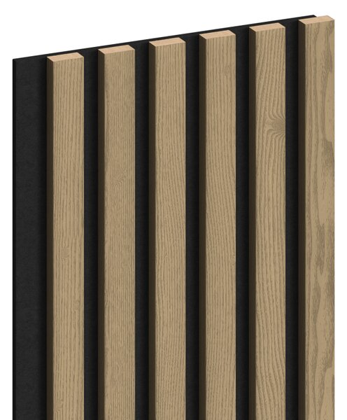 Mexen Lam-F, akustické stenové lamely 275 × 30 cm, plstený podklad 8 mm, technická dyha, dub ušľachtilý, S105-275307-3015-004
