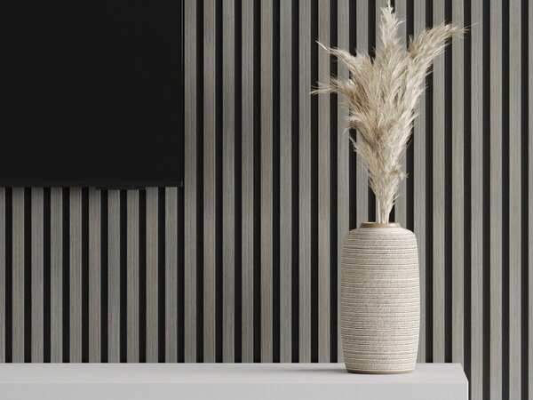 Mexen Lam-F, akustické stenové lamely 275 × 30 cm, plstený podklad 8 mm, technická dyha, dub Heritage, S105-275307-3015-008
