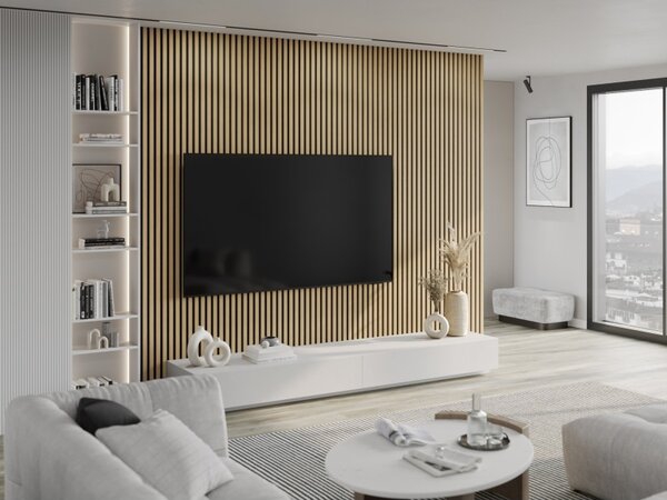 Mexen Lam-F, akustické stenové lamely 275 × 30 cm, plstený podklad 8 mm, technická dyha, dub zlatistý, S105-275307-3015-003