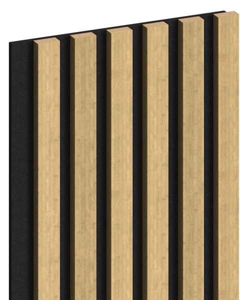 Mexen Lam-F, akustické stenové lamely 275 × 30 cm, plstený podklad 8 mm, technická dyha, bambus prírodný, S105-275307-3015-011