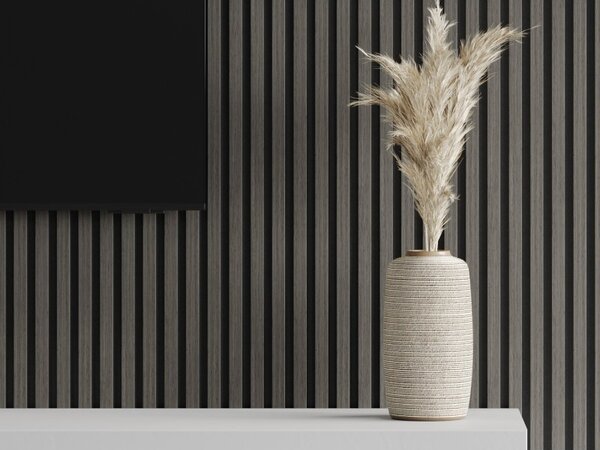 Mexen Lam-F, akustické stenové lamely 275 × 30 cm, plstený podklad 8 mm, technická dyha, dub ónyxový, S105-275307-3015-010