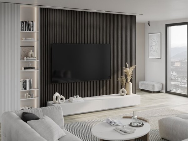 Mexen Lam-F, akustické stenové lamely 275 × 30 cm, plstený podklad 8 mm, technická dyha, orech striebristý, S105-275307-3015-009
