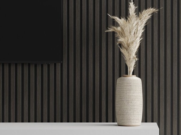 Mexen Lam-F, akustické stenové lamely 275 × 30 cm, plstený podklad 8 mm, technická dyha, orech striebristý, S105-275307-3015-009