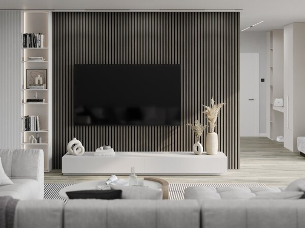 Mexen Lam-F, akustické stenové lamely 275 × 30 cm, plstený podklad 8 mm, technická dyha, dub ónyxový, S105-275307-3015-010