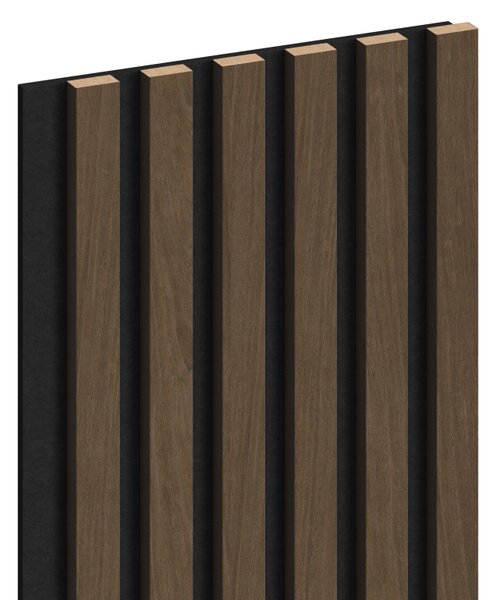 Mexen Lam-F, akustické stenové lamely 275 × 30 cm, plstený podklad 8 mm, technická dyha, orech espresso, S105-275307-3015-019