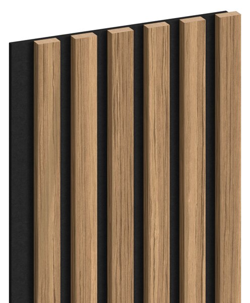 Mexen Lam-F, akustické stenové lamely 275 × 30 cm, plstený podklad 8 mm, technická dyha, orech svetlý, S105-275307-3015-017