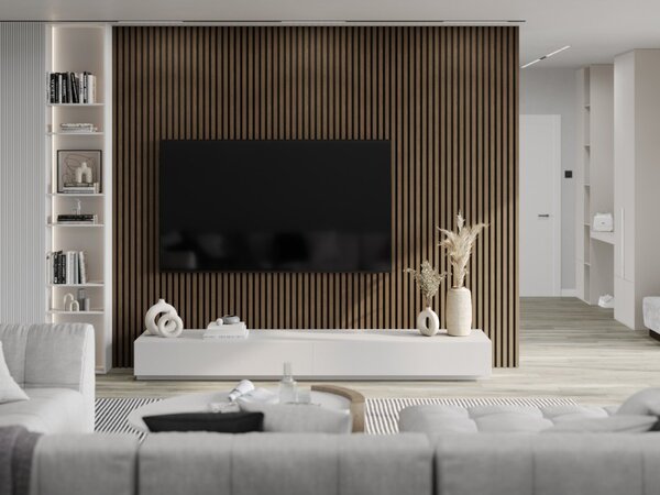 Mexen Lam-F, akustické stenové lamely 275 × 30 cm, plstený podklad 8 mm, technická dyha, orech espresso, S105-275307-3015-019